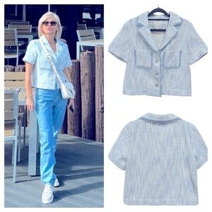 Joie Tweed Short Sleeve Cropped Jacket size XS